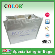 pp non woven colors envelop bag with silver print,matt laminated